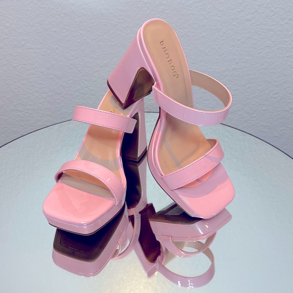 Clueless pink parent leather heels